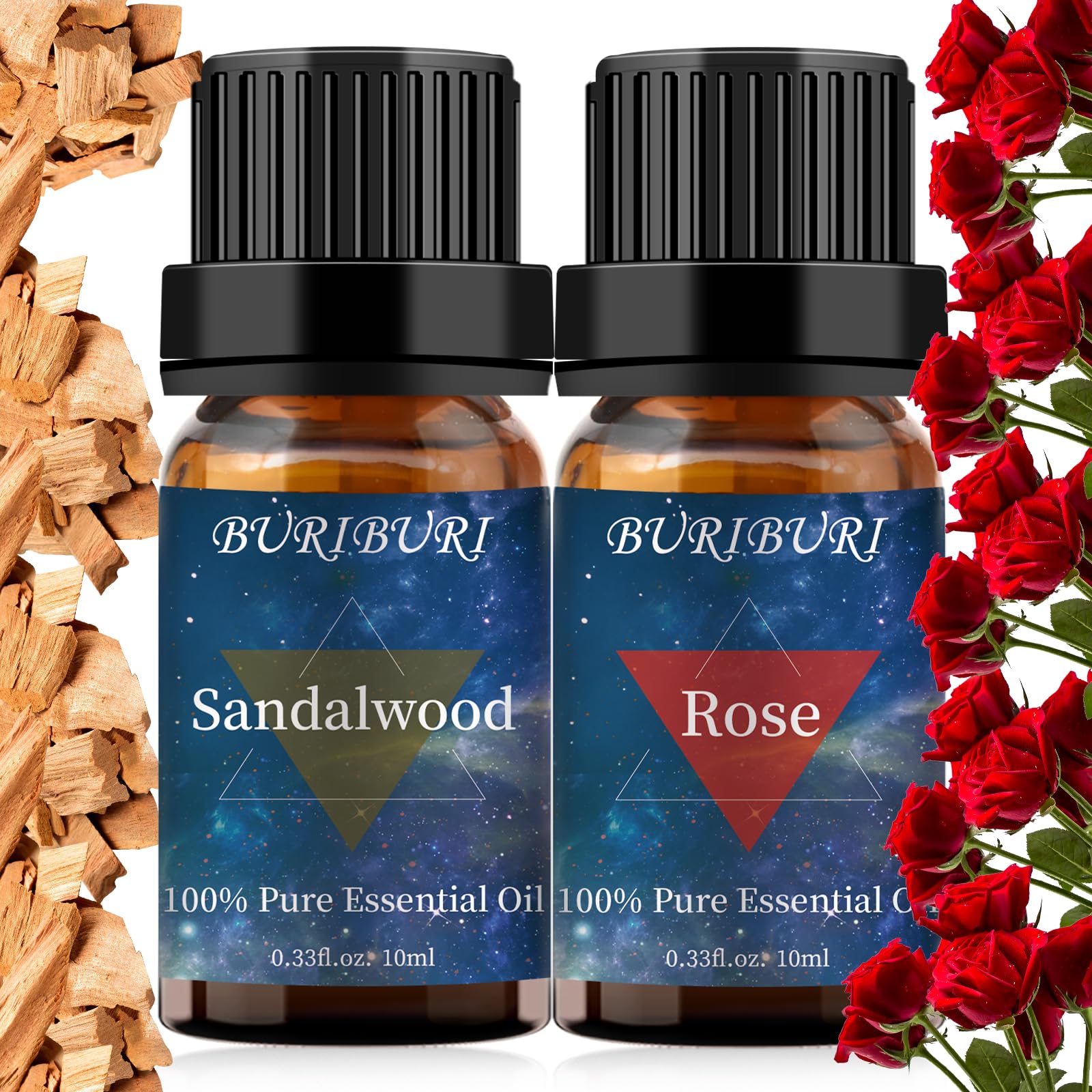 BURIBURI Aceite de rosa 10 ml para difusor, aroma floral envolvente.