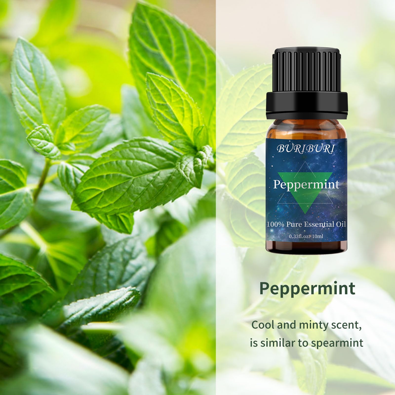 BURIBURI Conjunto de aceites esenciales 10 ml, versátil para aromaterapia y spa.