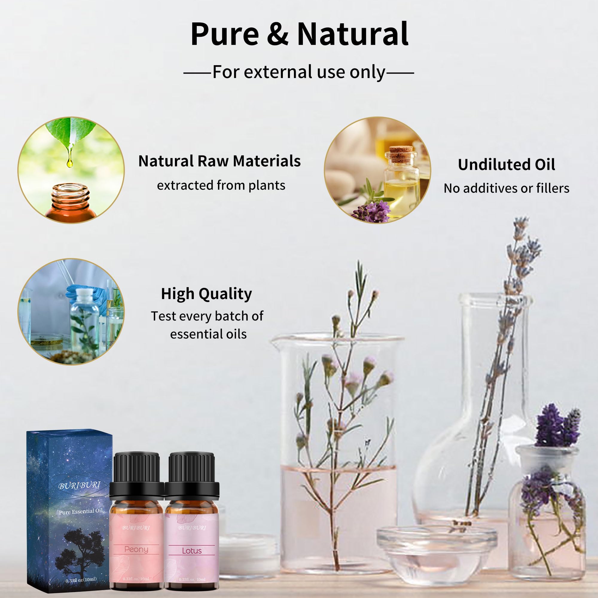 BURIBURI empaque regalo elegante para acoger aceites esenciales Buriburi.