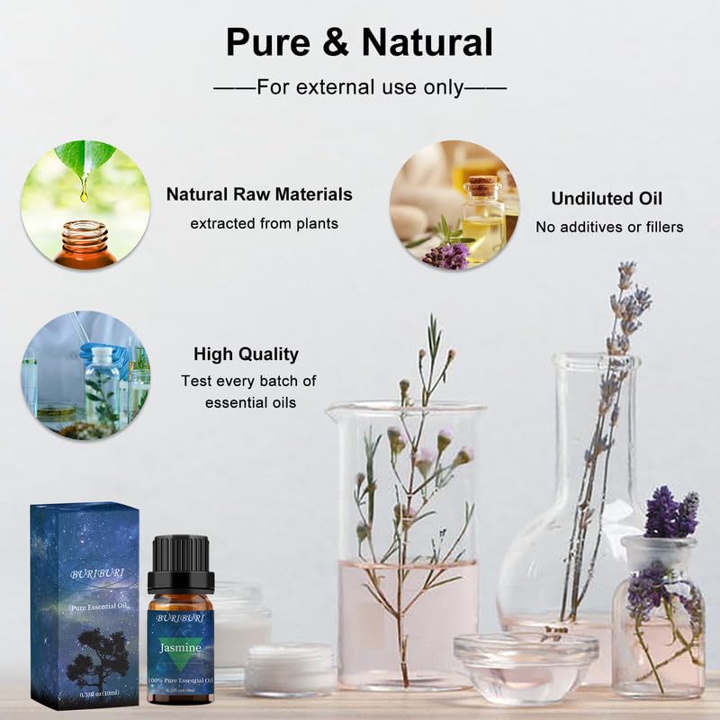 BURIBURI Jazmín aceite esencial para difusor 10ml aroma reconfortante