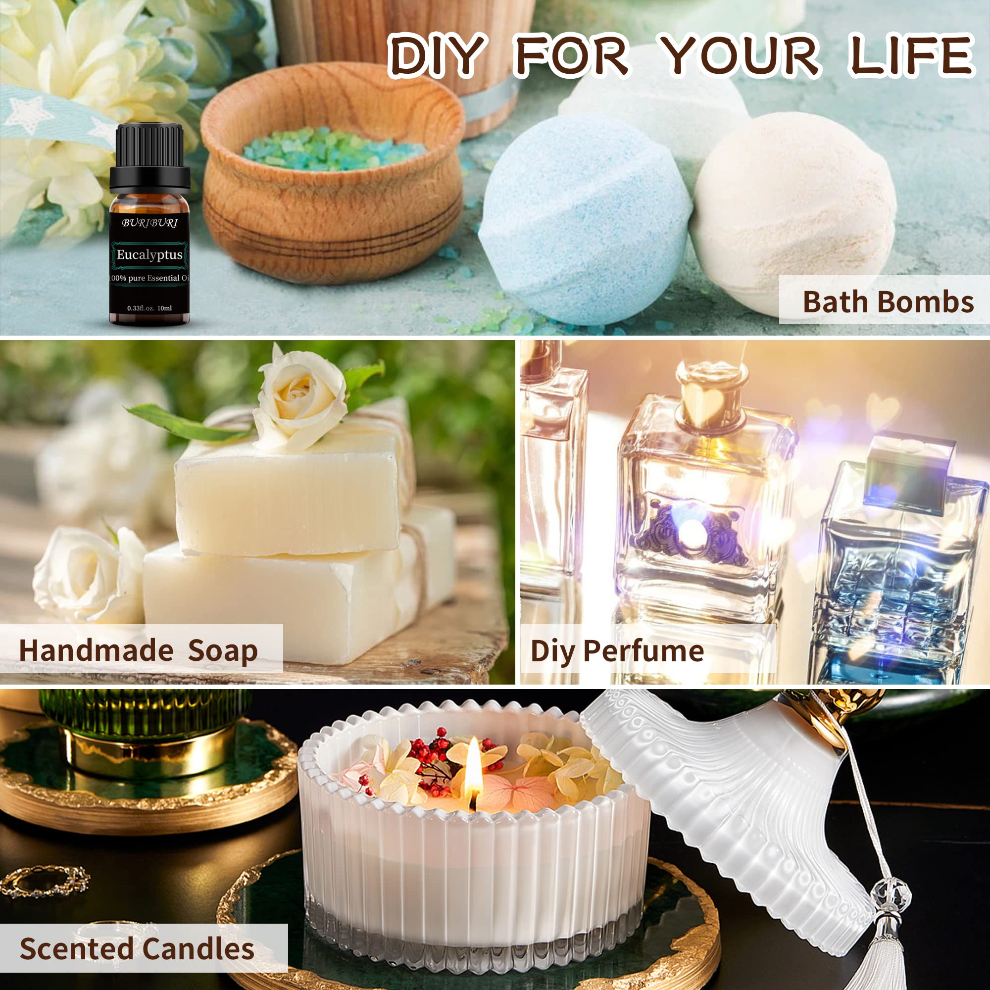 BURIBURI set aceites multiusos, ideal para velas, jabones y baños.