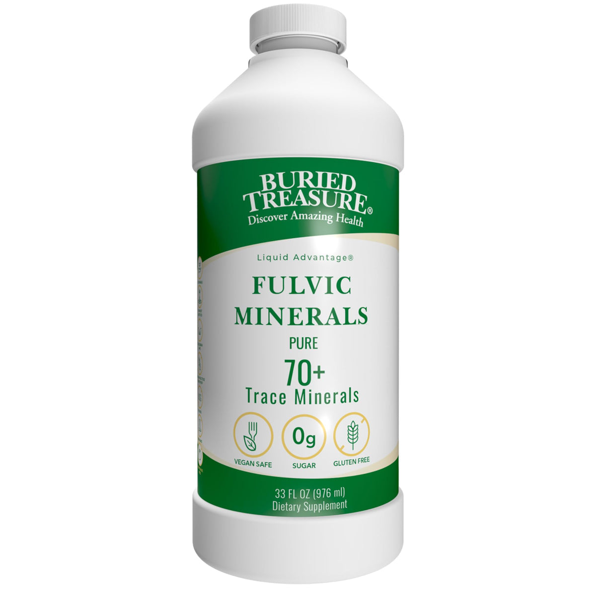 Buried Treasure Minerales Fulvicos Líquidos, vertido suave para hidratación diaria