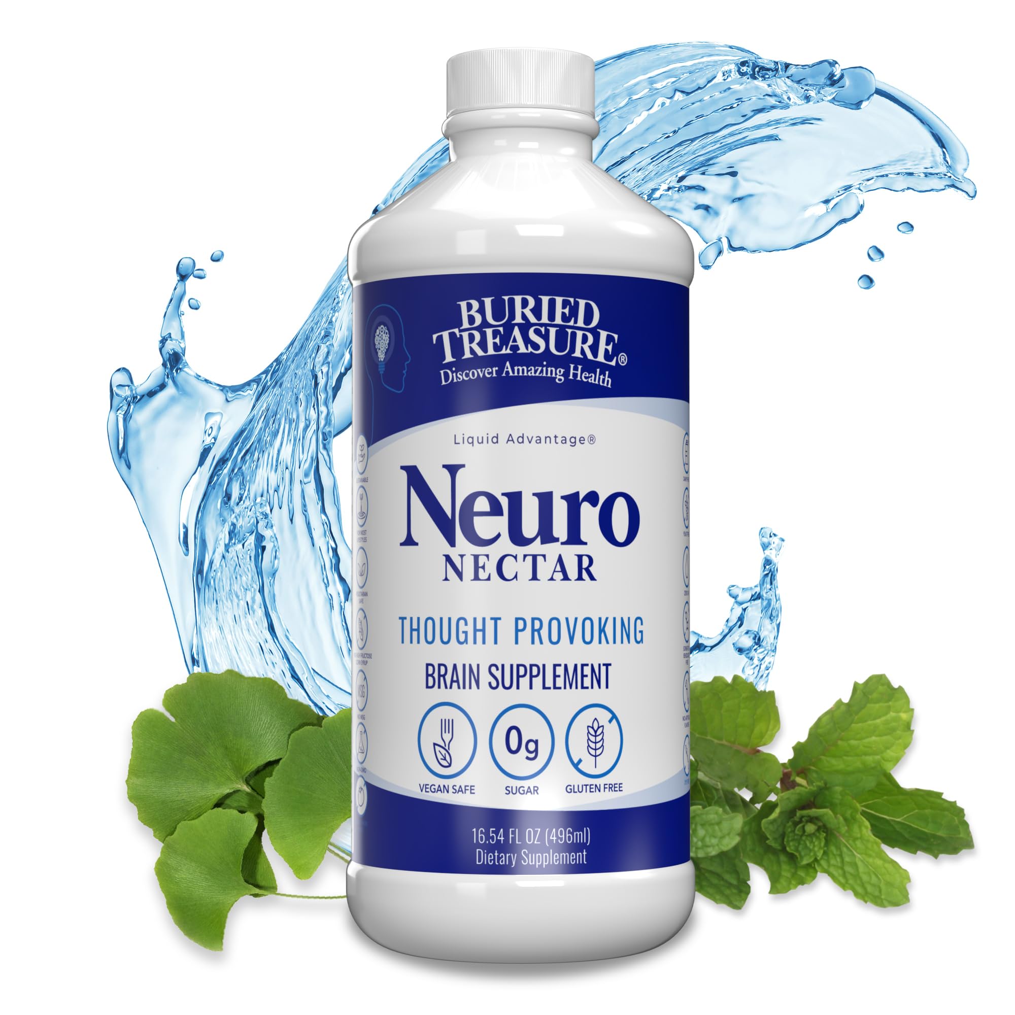 Buried Treasure Neuro Nectar botella con posible impulso mental rápido para estudio.