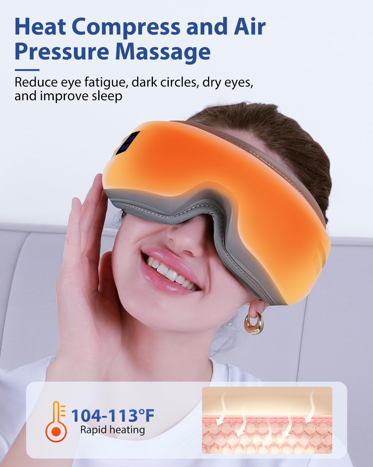 Burrki masaje ocular con Bluetooth y música integrada para descanso.