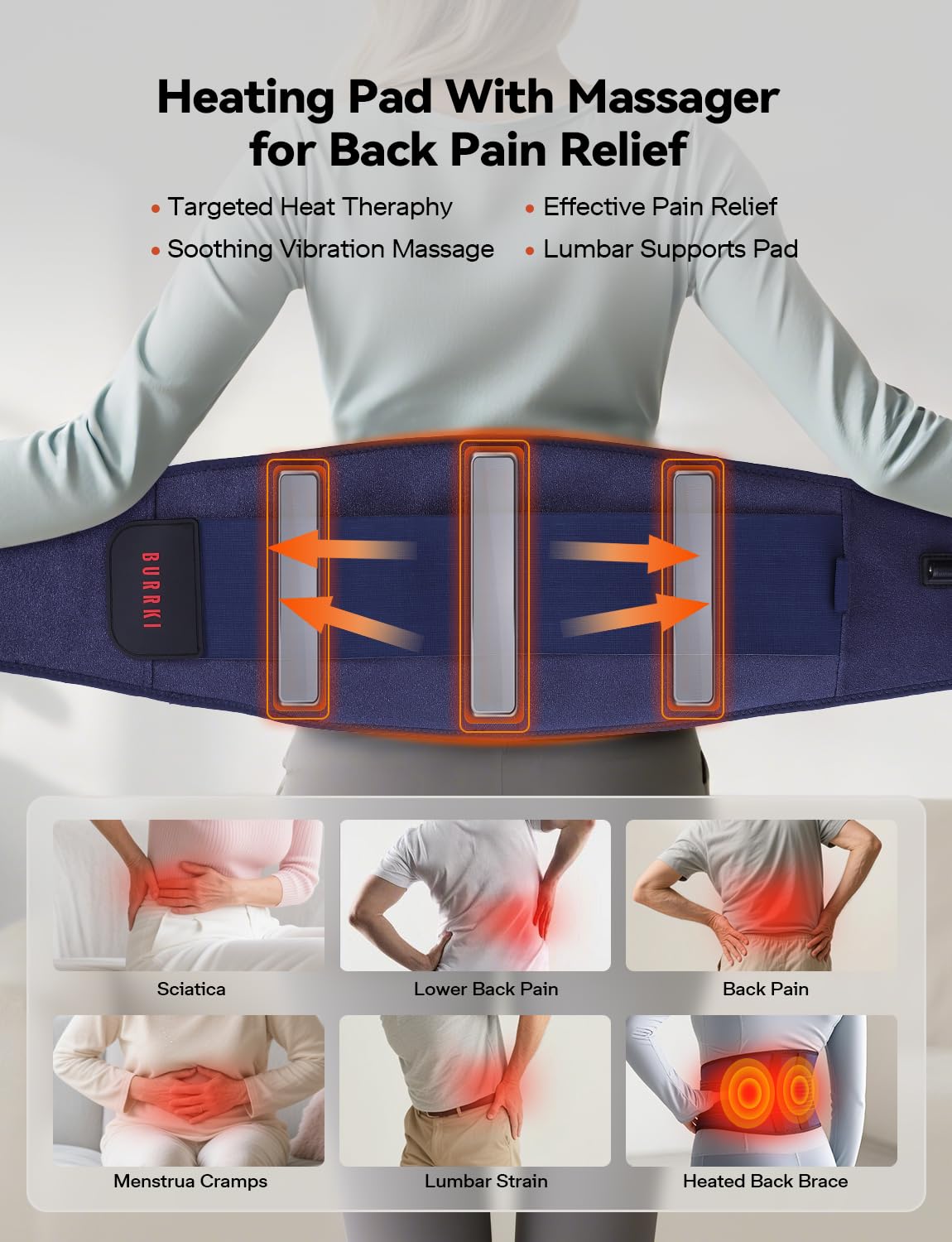 Burrki soporte lumbar calor añade soporte extra para espalda baja