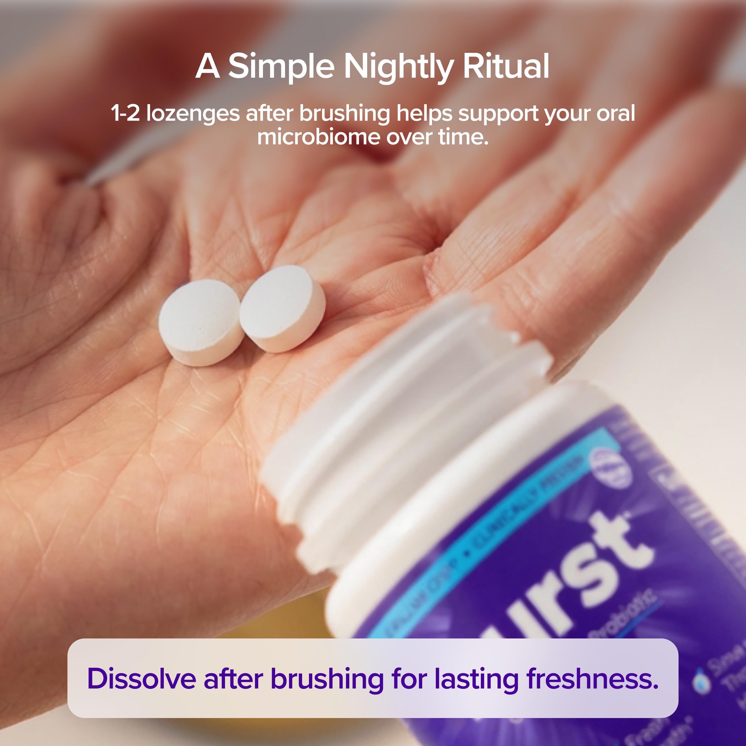 Burst Dental Probiotics ideal para cuidado oral diario y rutina nocturna