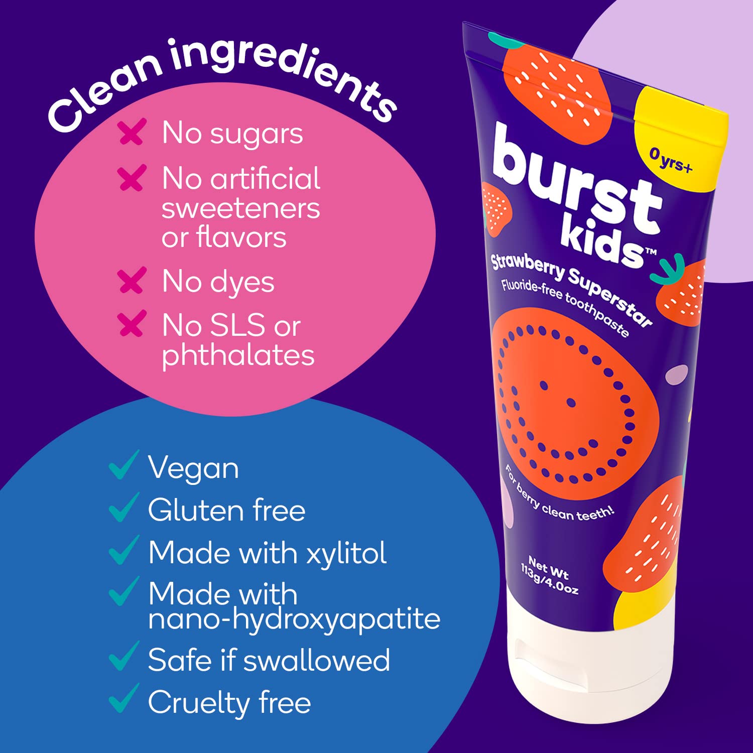 Burst envase reciclable BPA-free, empaque sostenible para cuidado dental infantil