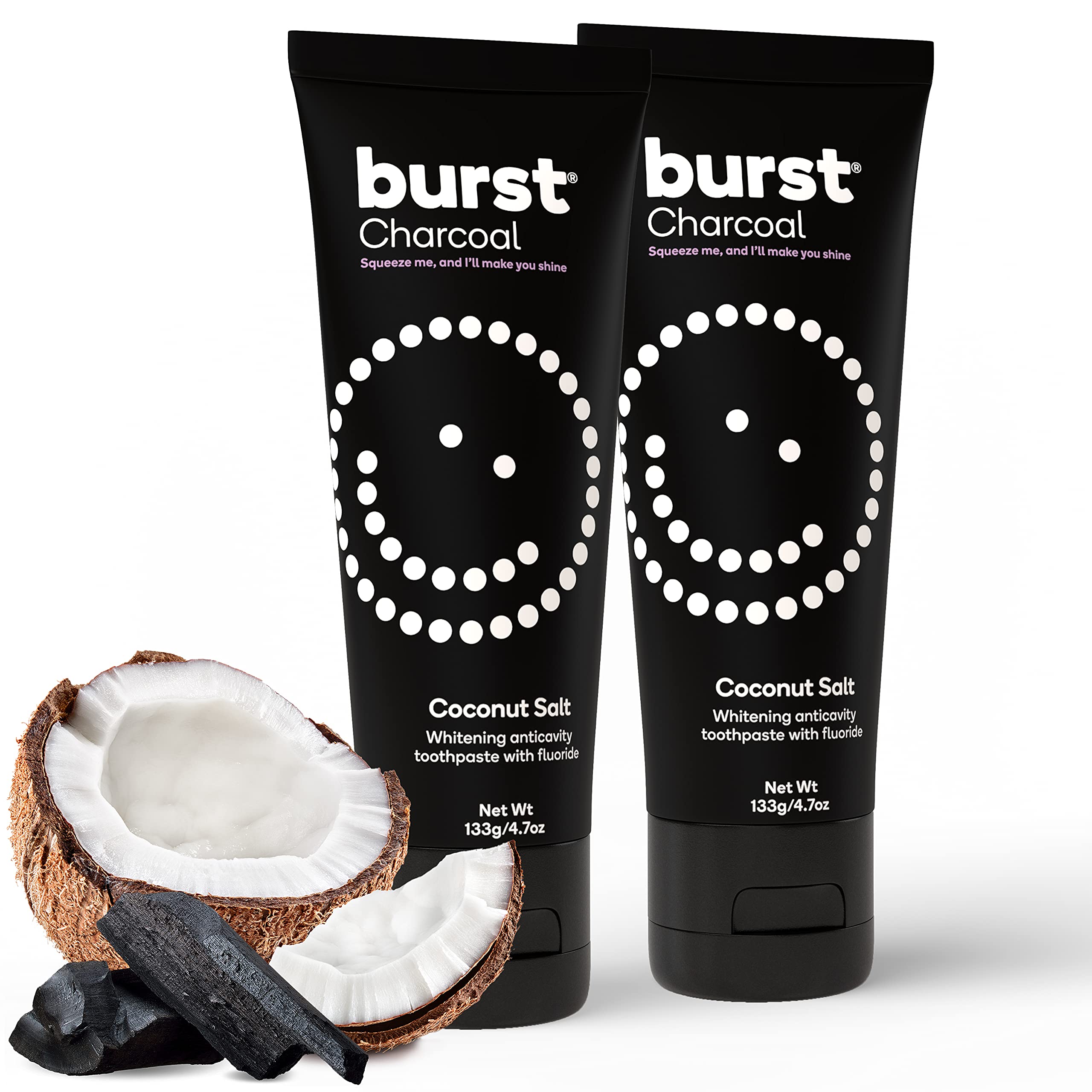 Burst pasta dental carbón activado para blanqueamiento suave en casa