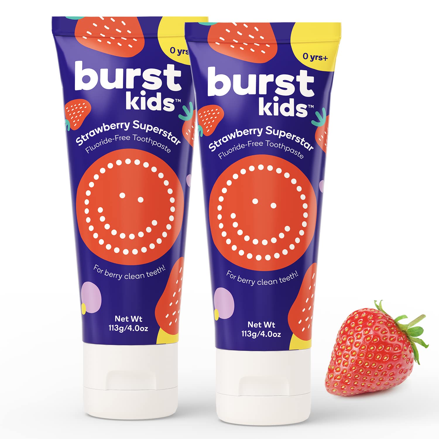 Burst pasta dental infantil sabor fresa sin fluor, cepillado diario suave