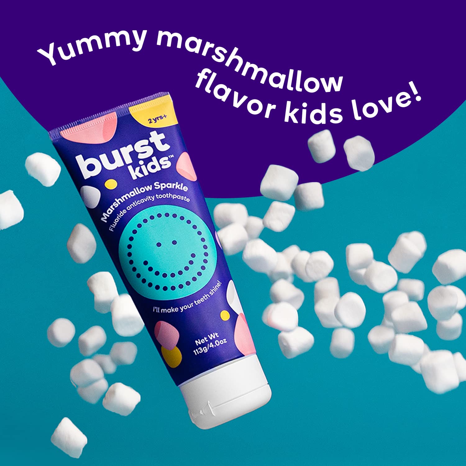 Pasta dental Burst Marshmallow sabor suave para niños