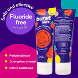 Burst pasta dental infantil sin SLS y colorantes, opción suave para bocas sensibles
