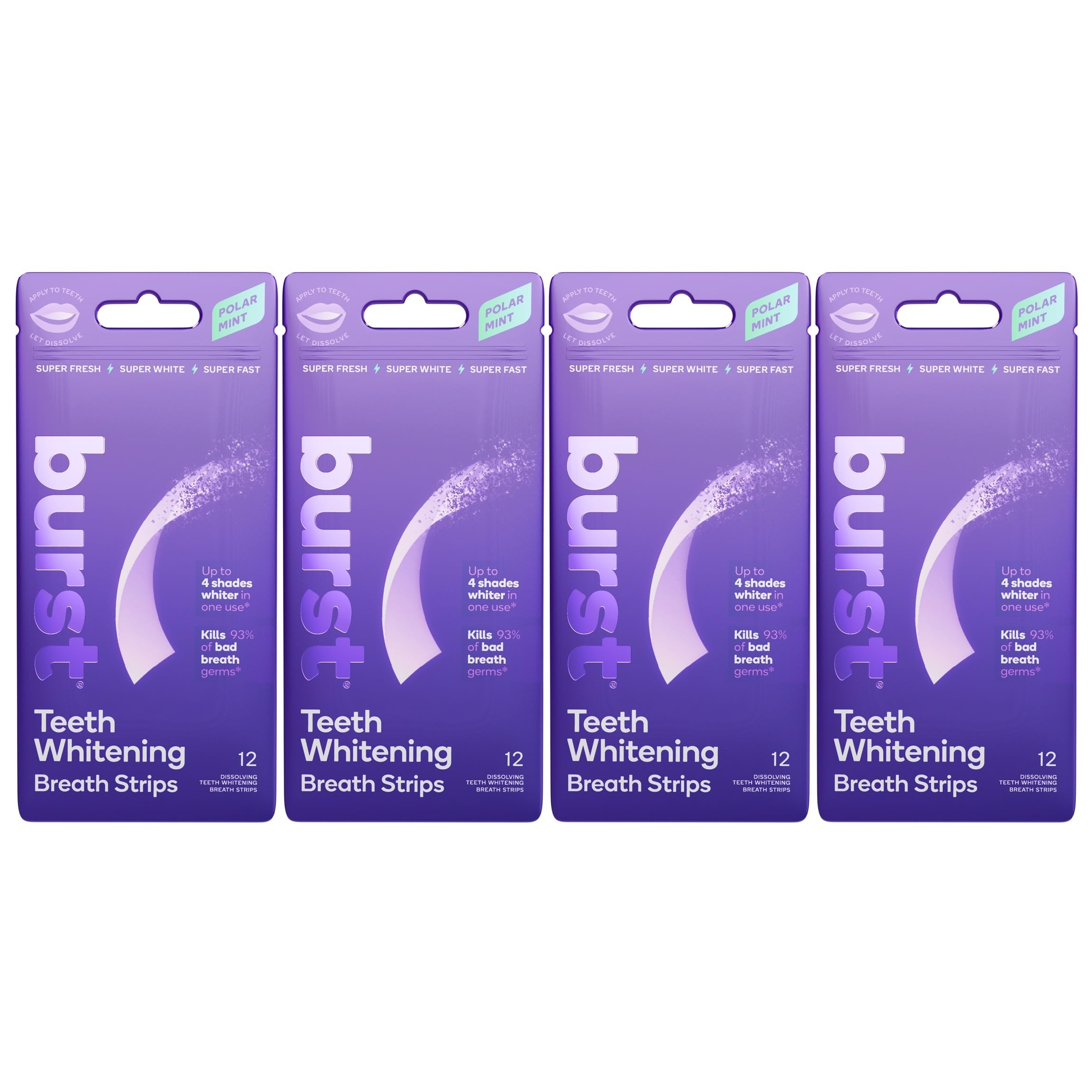 Burst tiras blanqueamiento aliento polar mentolado, pack práctico para viajar