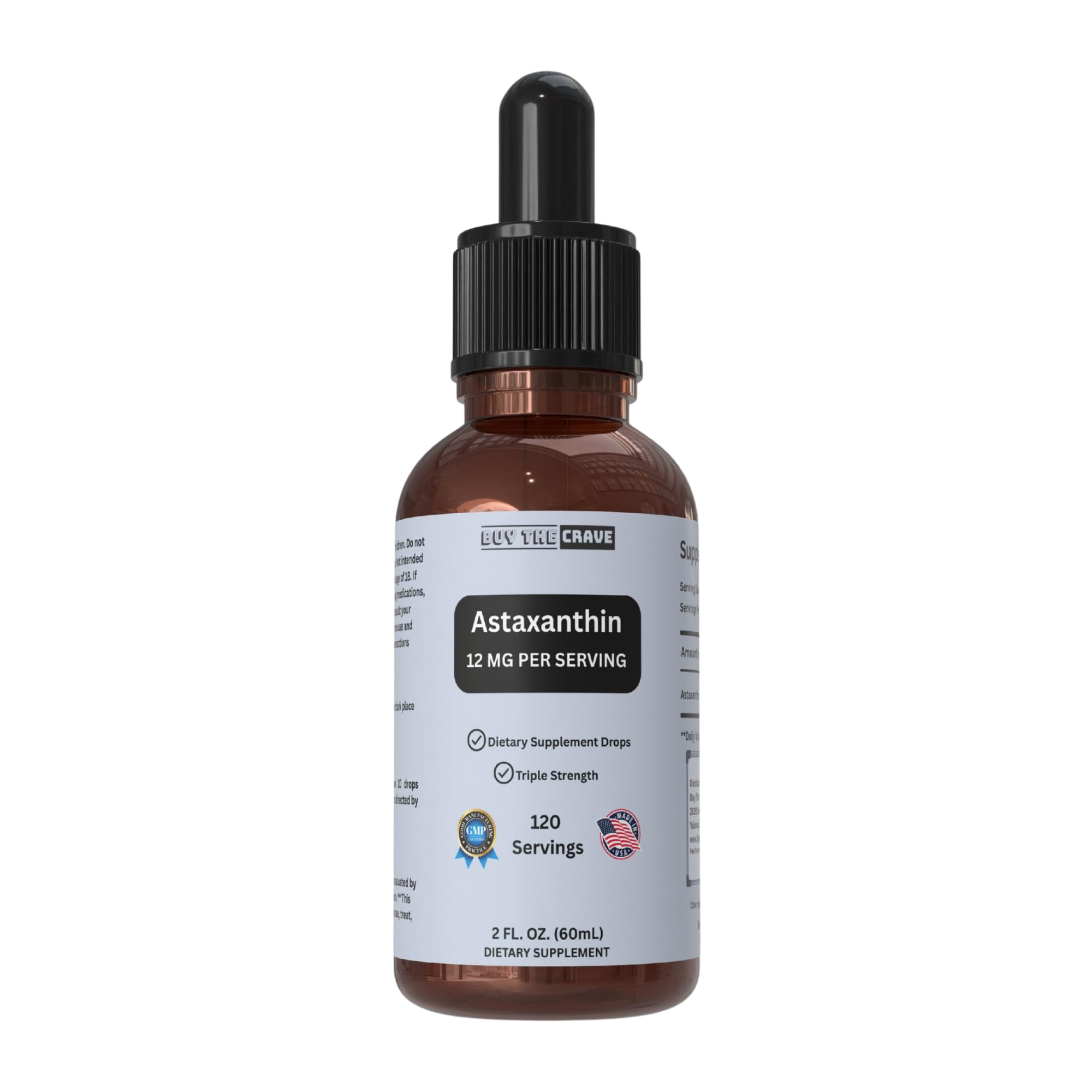 Astaxantina BUY THE CRAVE en gotas con aceite de oliva virgen para antioxidante natural.