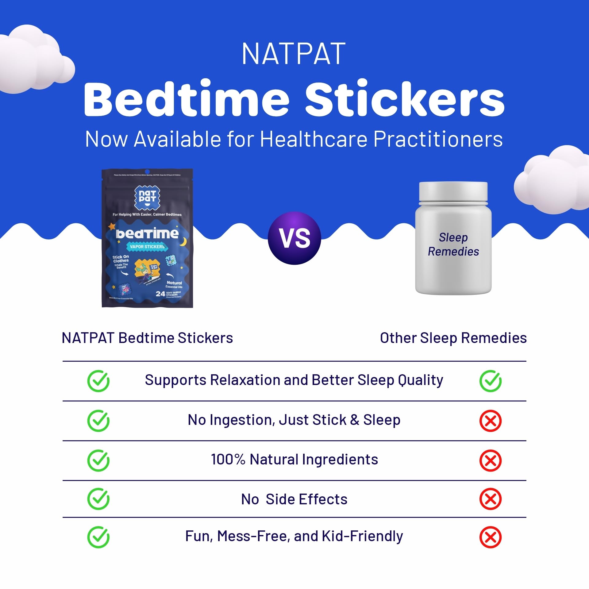Uso nocturno del parche, Sleepy Patch BUZZPATCH NatPat difunde aroma durante la noche.
