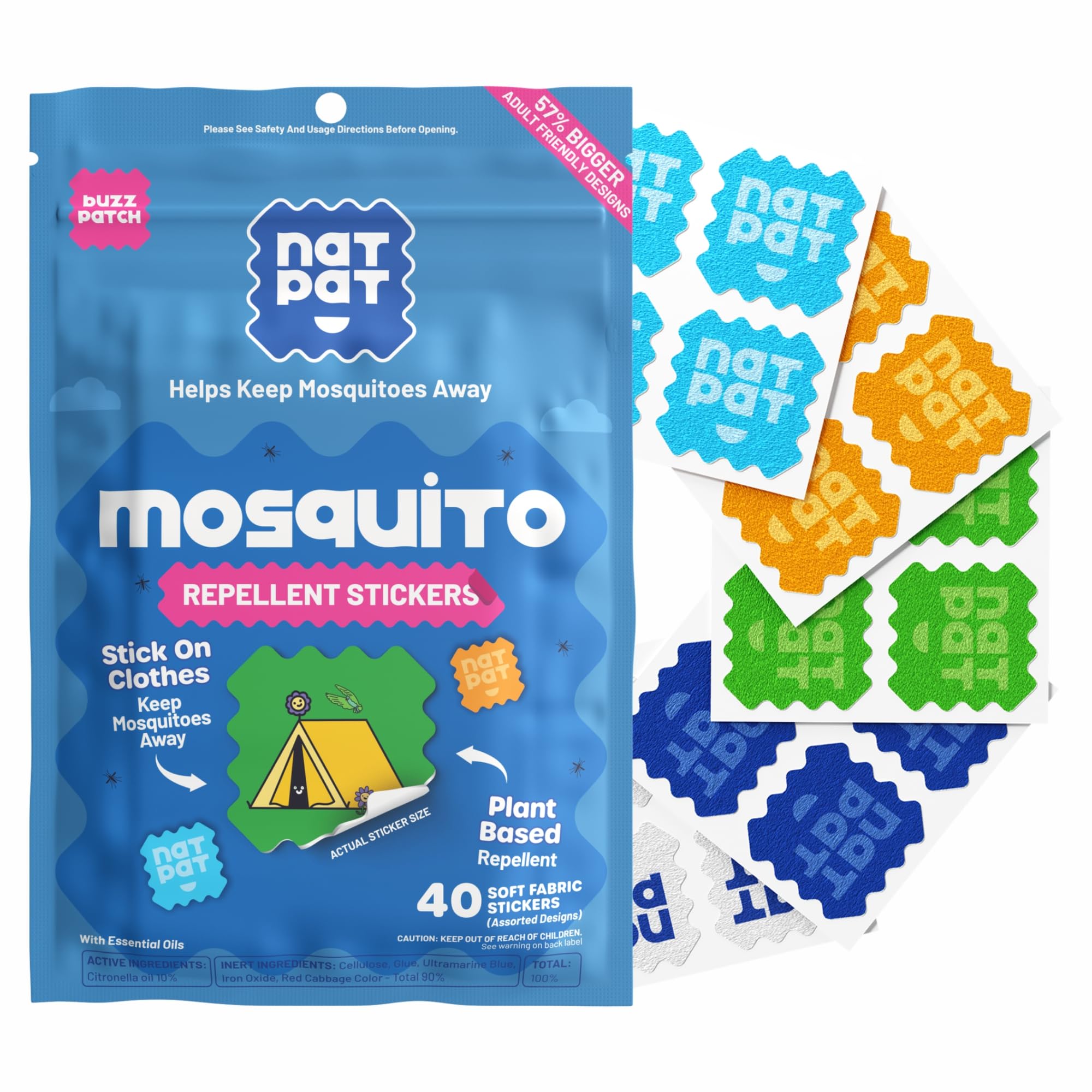 BuzzPatch parches mosquitos adultos: protección portátil para actividades al aire libre.