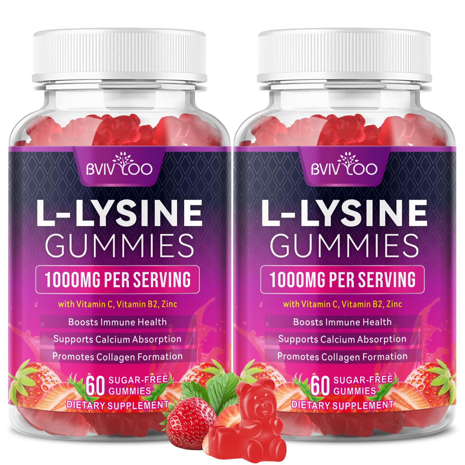 BVIVLOO gominolas de lisina 1000mg para apoyar la inmunidad diaria.