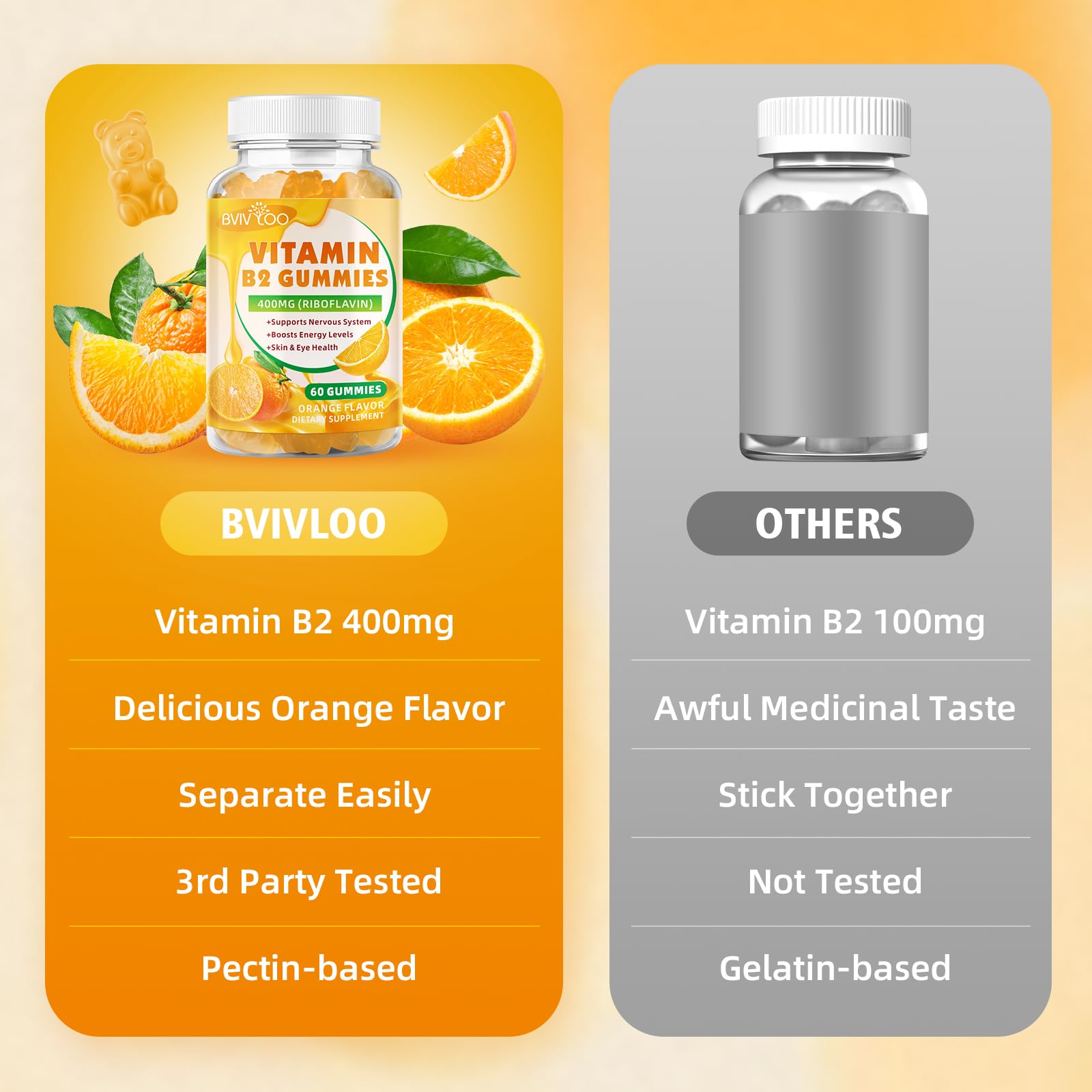 BVIVLOO etiqueta vegana, libre de OGM y gluten.