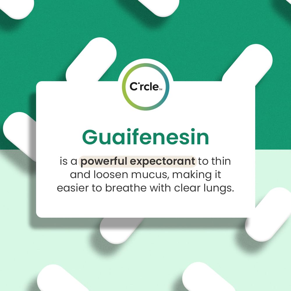 C'rcle Guaifenesin 1200 mg etiqueta informativa para dosis segura.