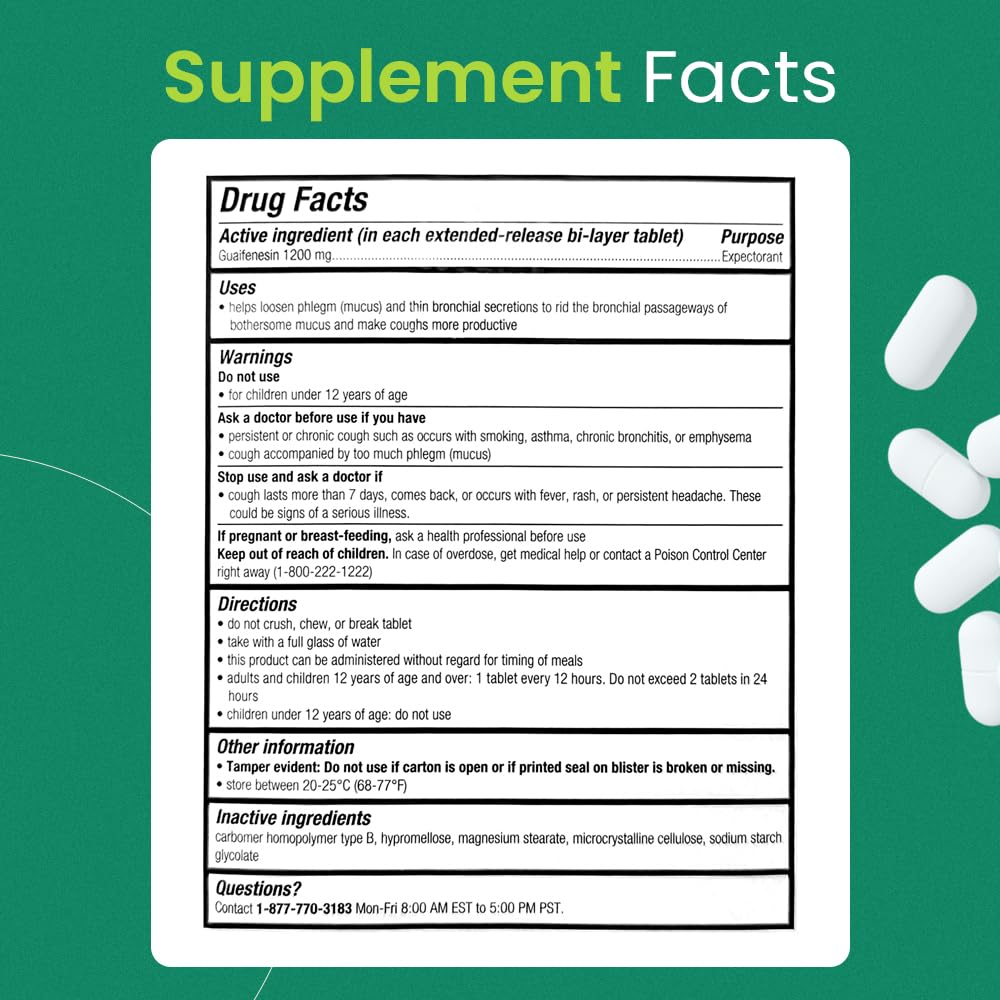 C'rcle Guaifenesin 1200 mg uso diario en casa para respirar con facilidad.