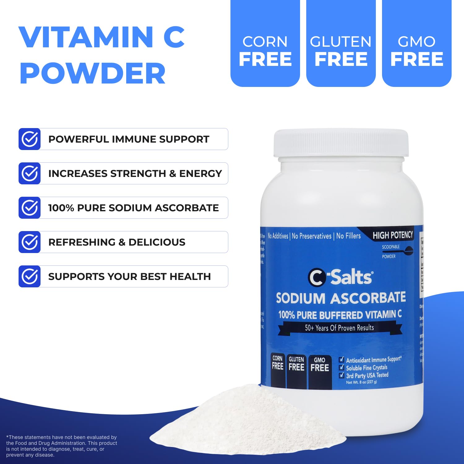 C-Salts envase 8 onzas para dosis convenientes.