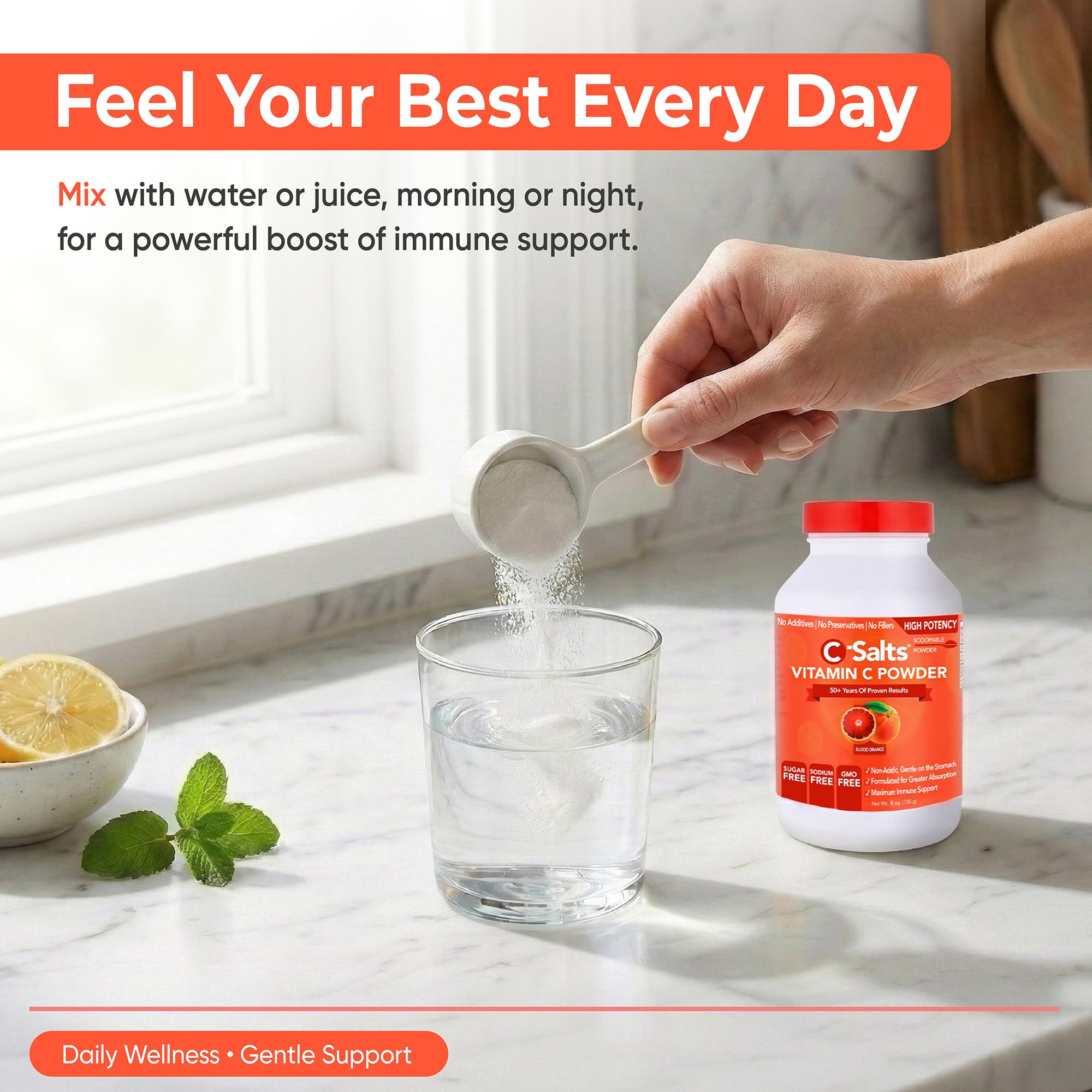 C-Salts Sabor naranja sanguínea, bebida cítrica atractiva.