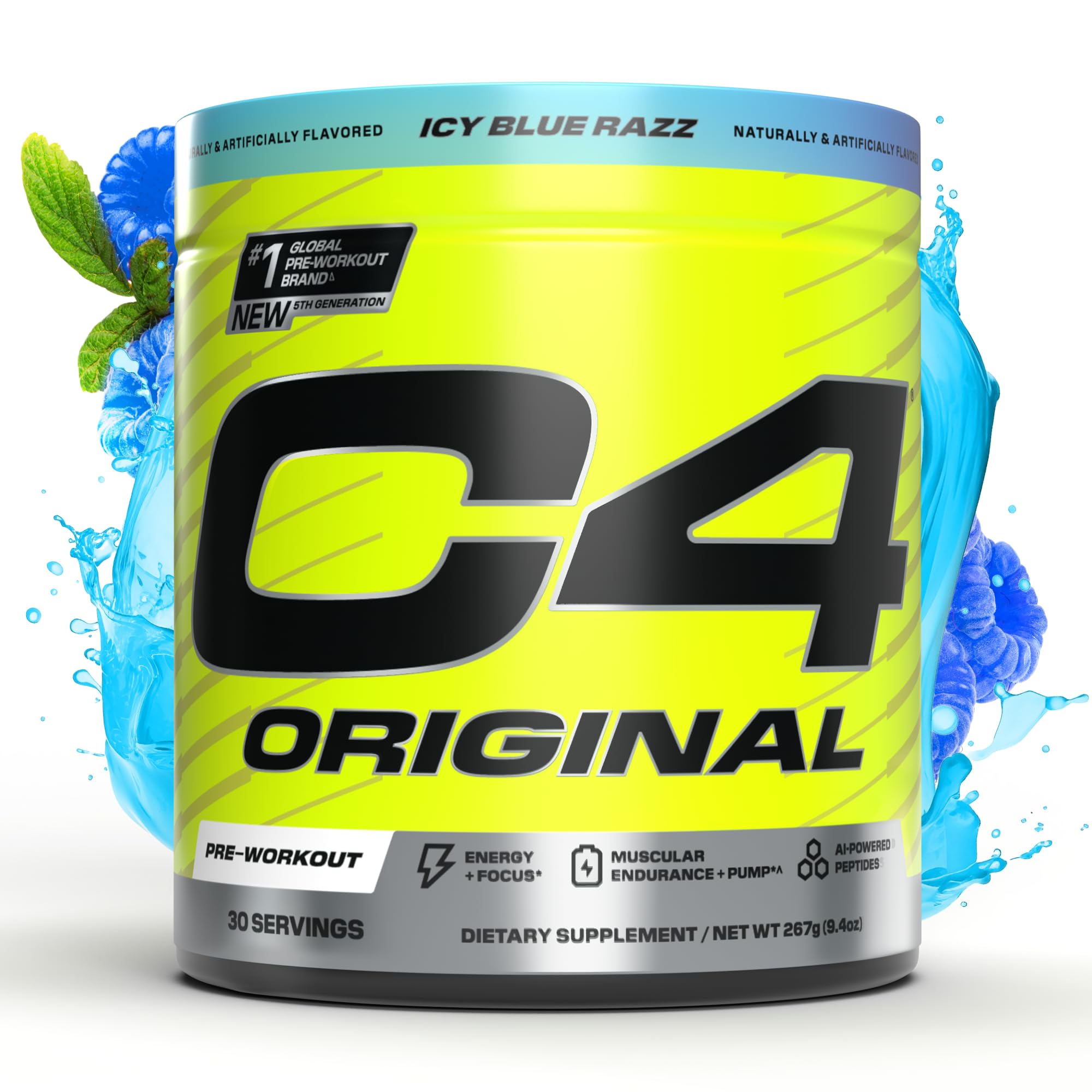C4 Original, dosis de cafeína de 200 mg para energía explosiva en entrenamientos intensos.