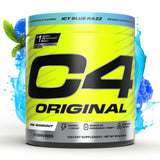 C4 Original, dosis de cafeína de 200 mg para energía explosiva en entrenamientos intensos.