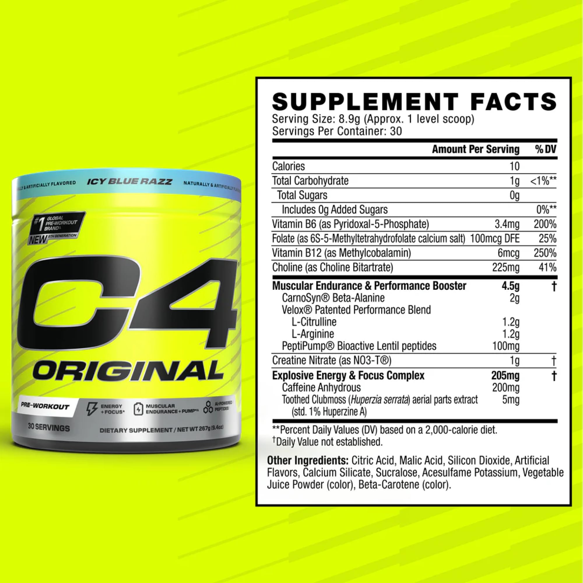 C4 Original, sabor ICY Blue Razz para experiencia agradable durante sesiones.
