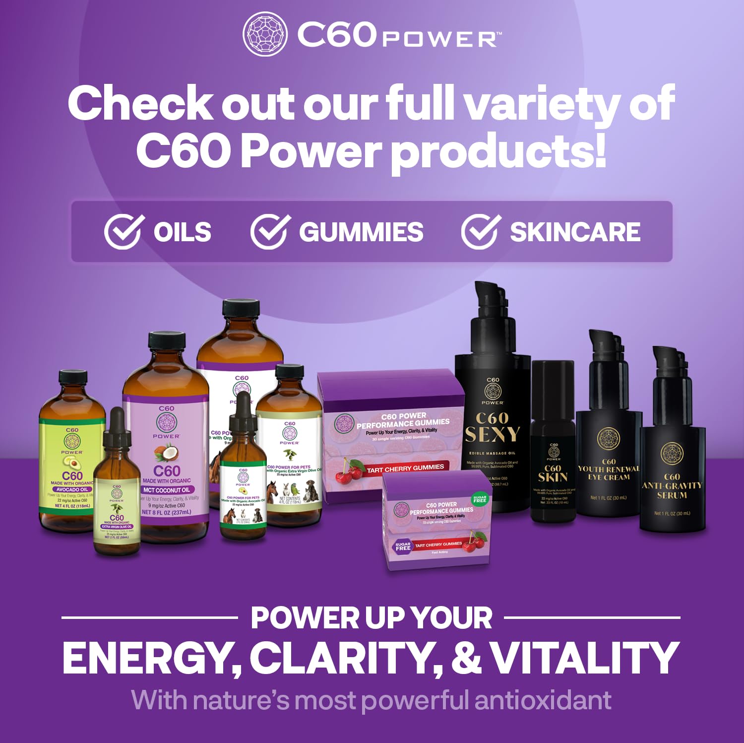 Vierto C60 Purple Power en una cuchara para dosis diaria.
