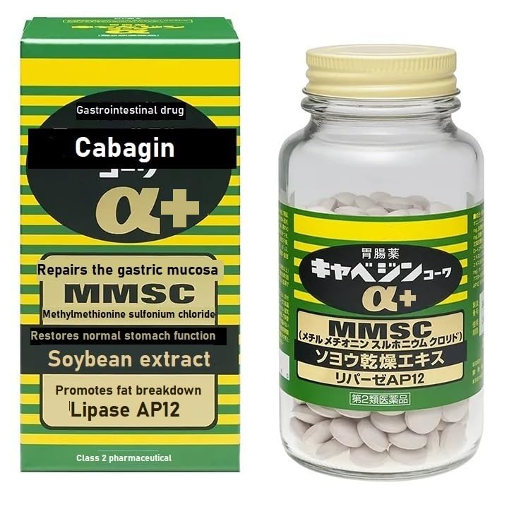Cabaginn α+ muestra la botella para promover el equilibrio digestivo tras las comidas.