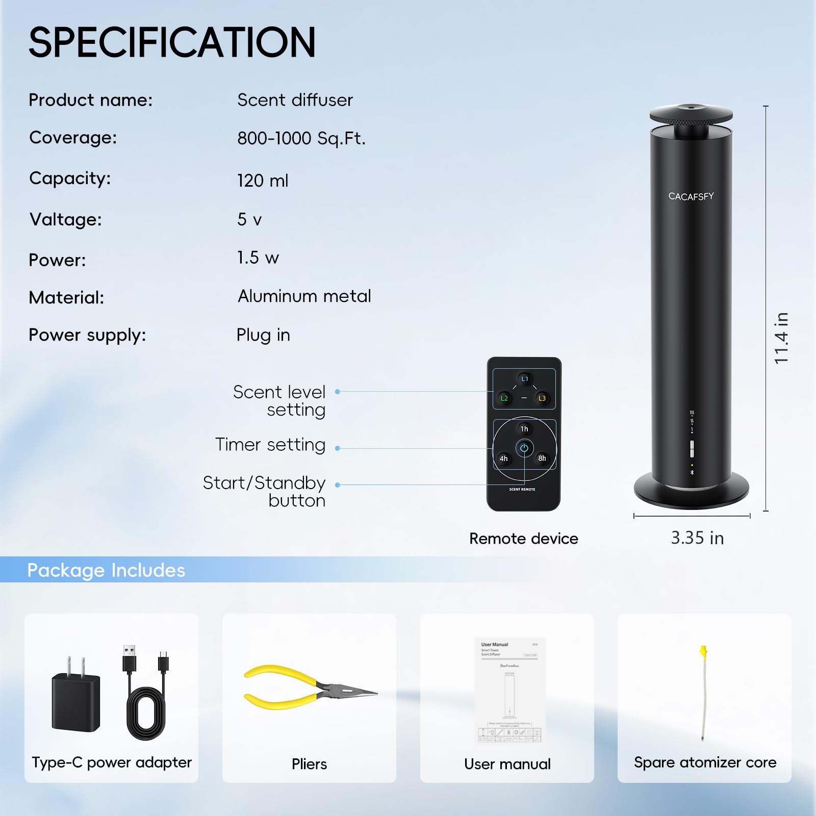 CACAFSFY difusor con cobertura amplia para ambientes grandes