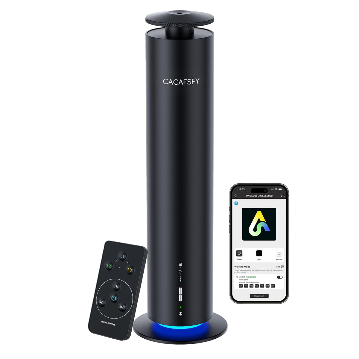 Difusor CACAFSFY sin agua, vista frontal, aroma suave para habitaciones.