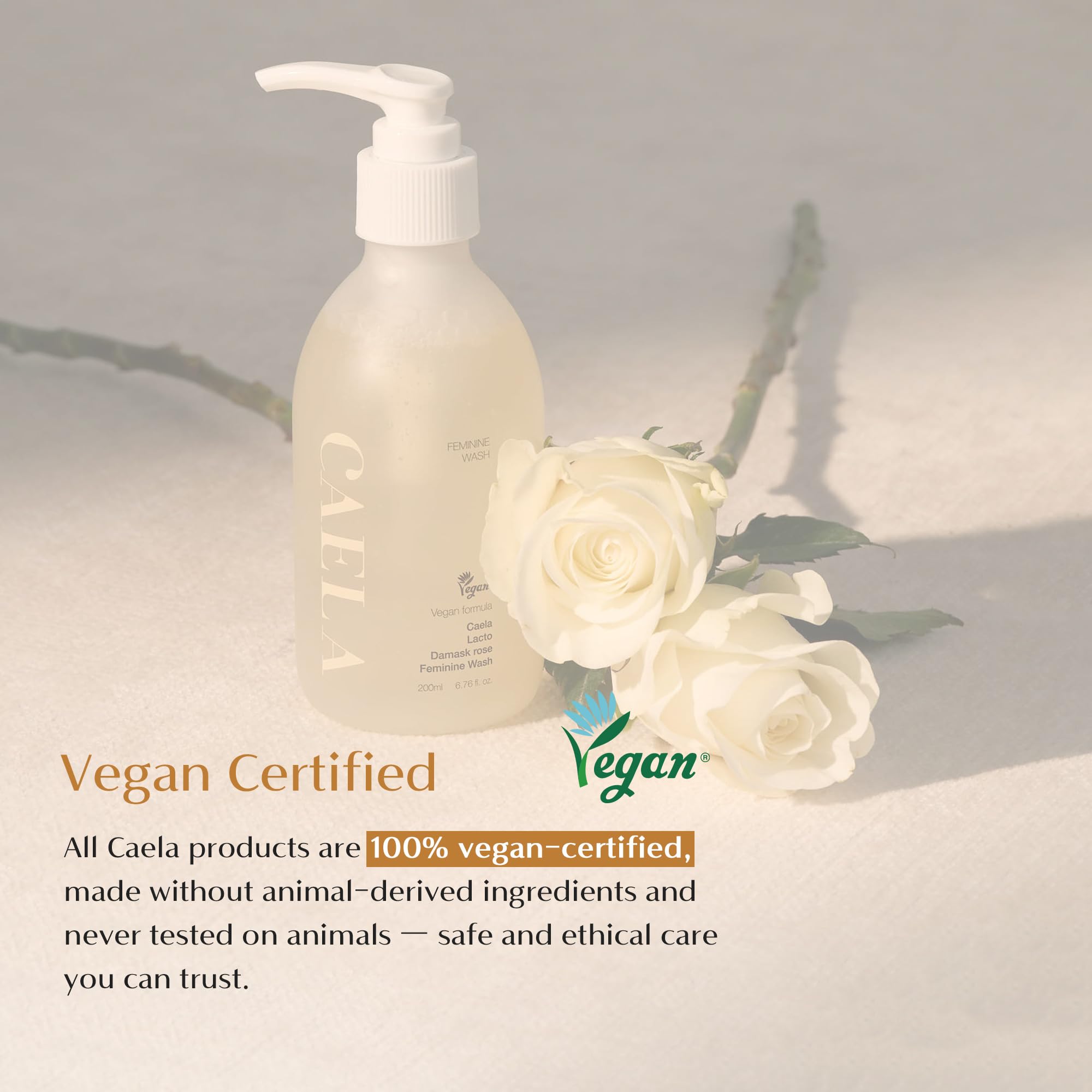CAELA fórmula vegana con ingredientes de origen vegetal.