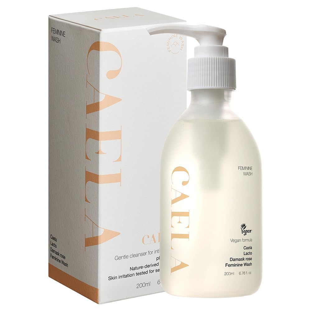 CAELA gel lavando íntimo en botella ofrece textura suave para uso diario y confort.
