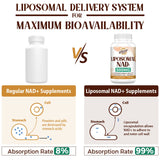 Caenciennes Liposomal NAD+ etiqueta que indica pureza y dosificación