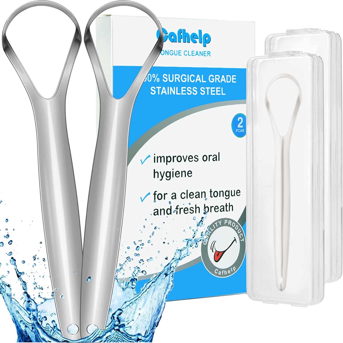 Cafhelp limpiador de lengua, acero 304, limpieza rápida y segura.
