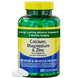 Calcio, magnesio, zinc y D3 – sello libre de gluten en envase.