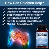 Calciven botella con etiqueta clara que destaca los ingredientes clave