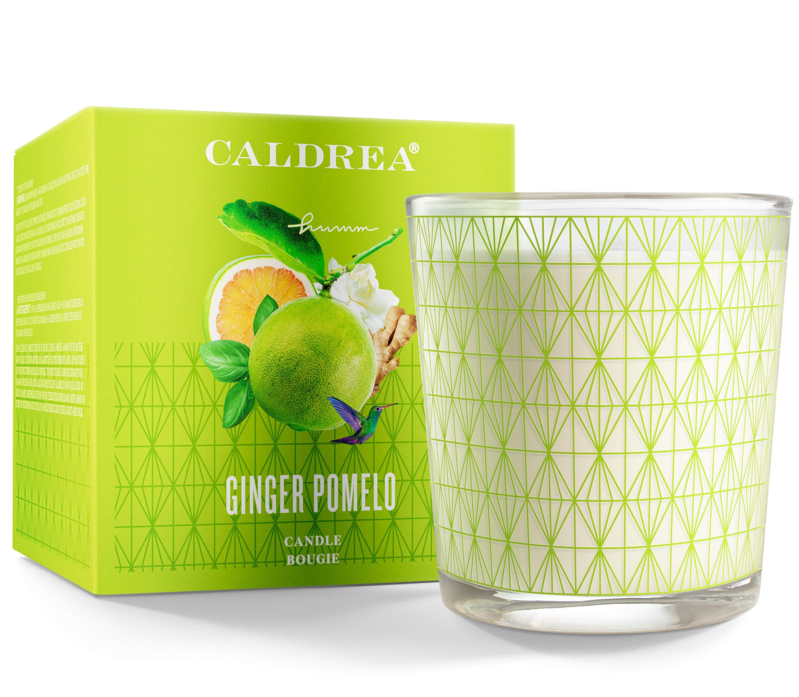 Caldrea Vela Jengibre Pomelo: frasco de vidrio elegante para ambientar la sala