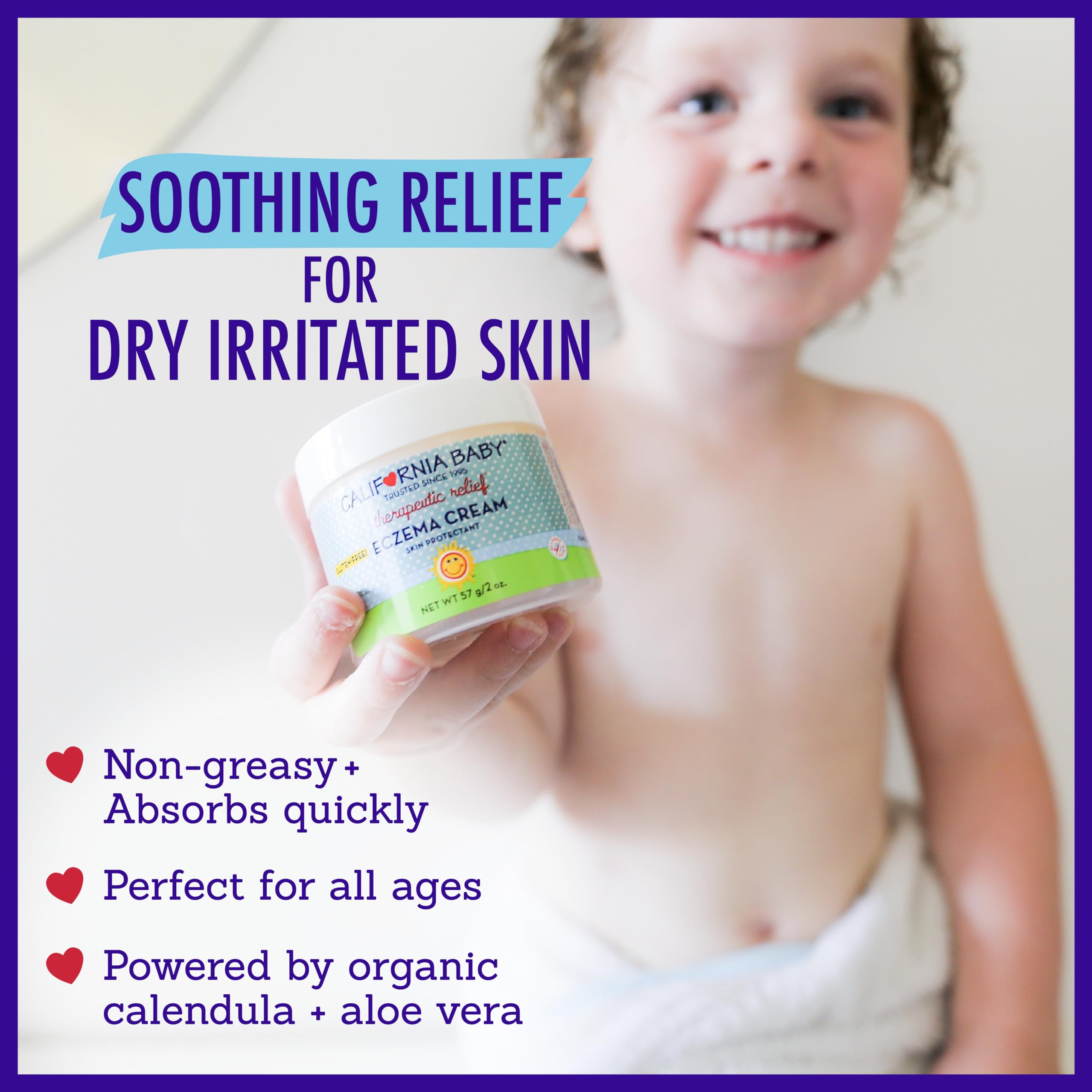 Aloe vera en crema California Baby para eczema, hidratación calmante.