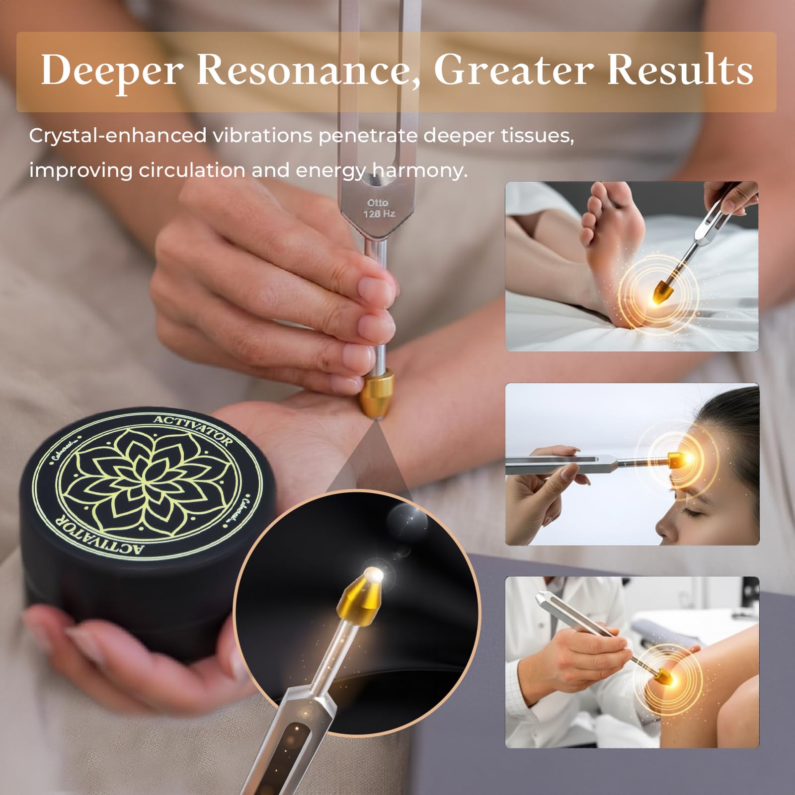 CALMCREST afinadores 384 Hz con base de masaje cristal para meditación y enfoque