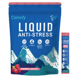 Calmify líquido en botella, posible apoyo diario para el equilibrio.
