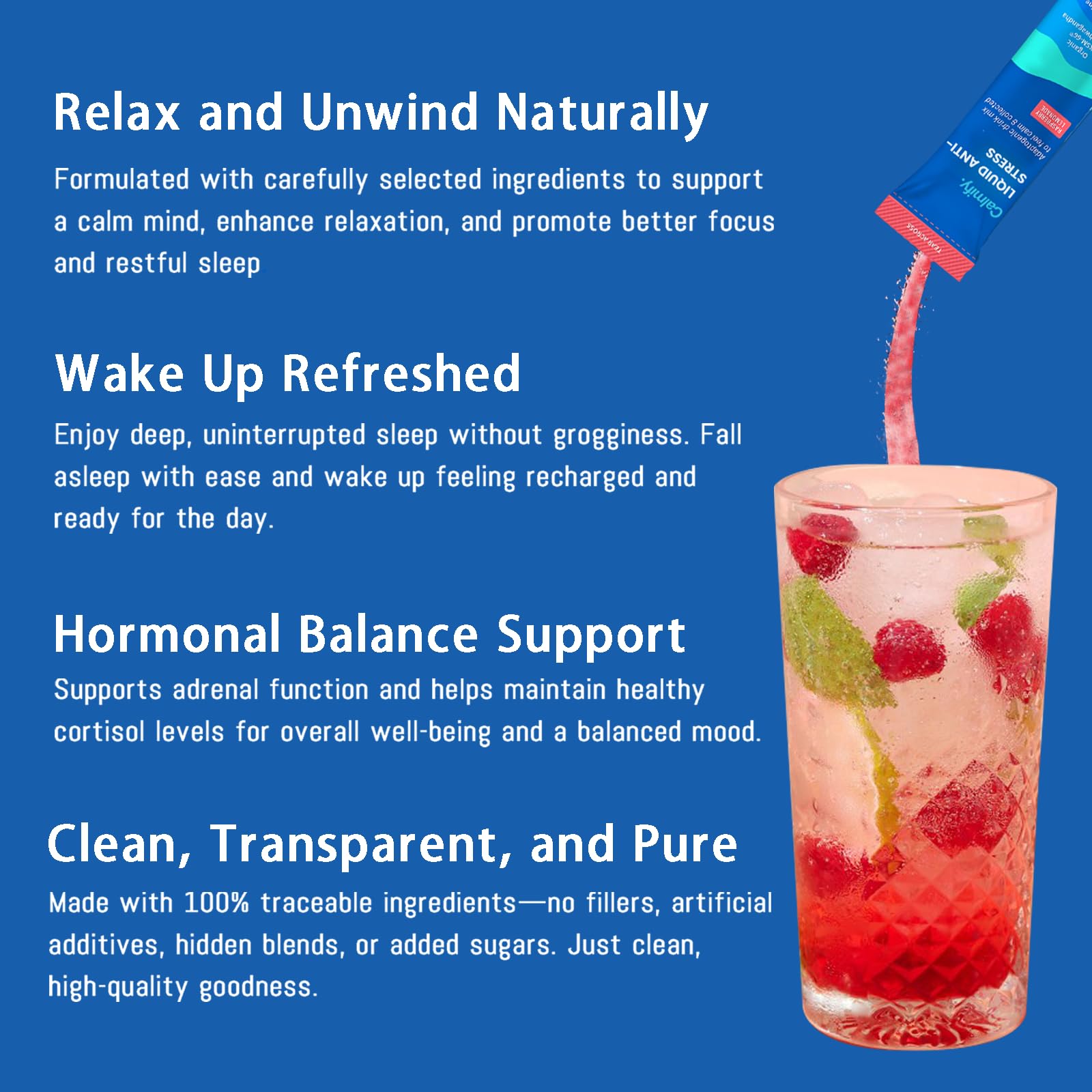 Calmify sabor frambuesa-limón, experiencia agradable para beber.