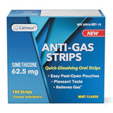 CALMOUR alivio de gas: tiras disolubles de menta para alivio rápido.