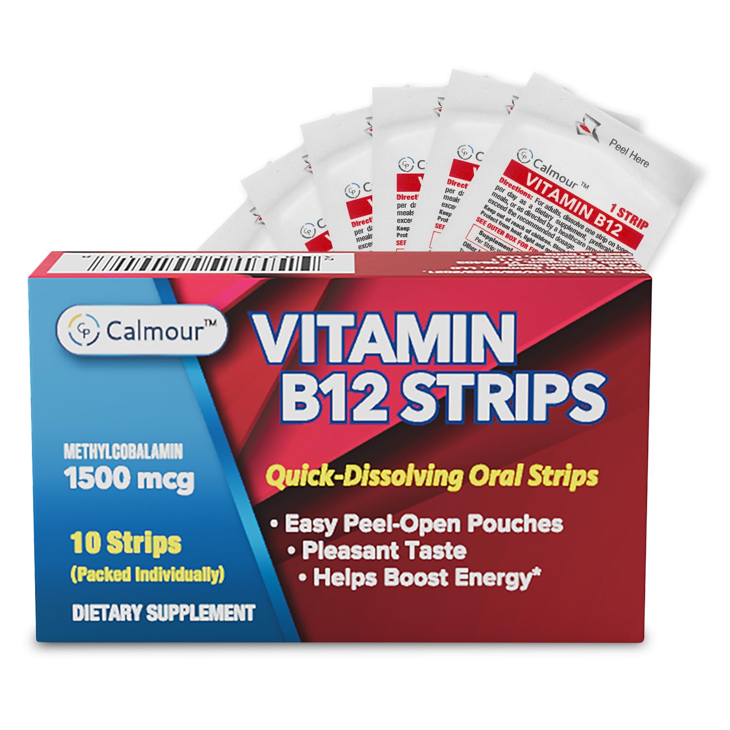 CALMOUR B12 Strips: disolución rápida en la lengua para energía diaria