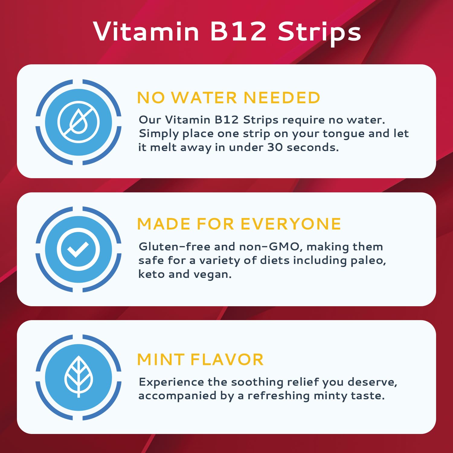 CALMOUR B12 Strips sin agua, opción práctica para llevar