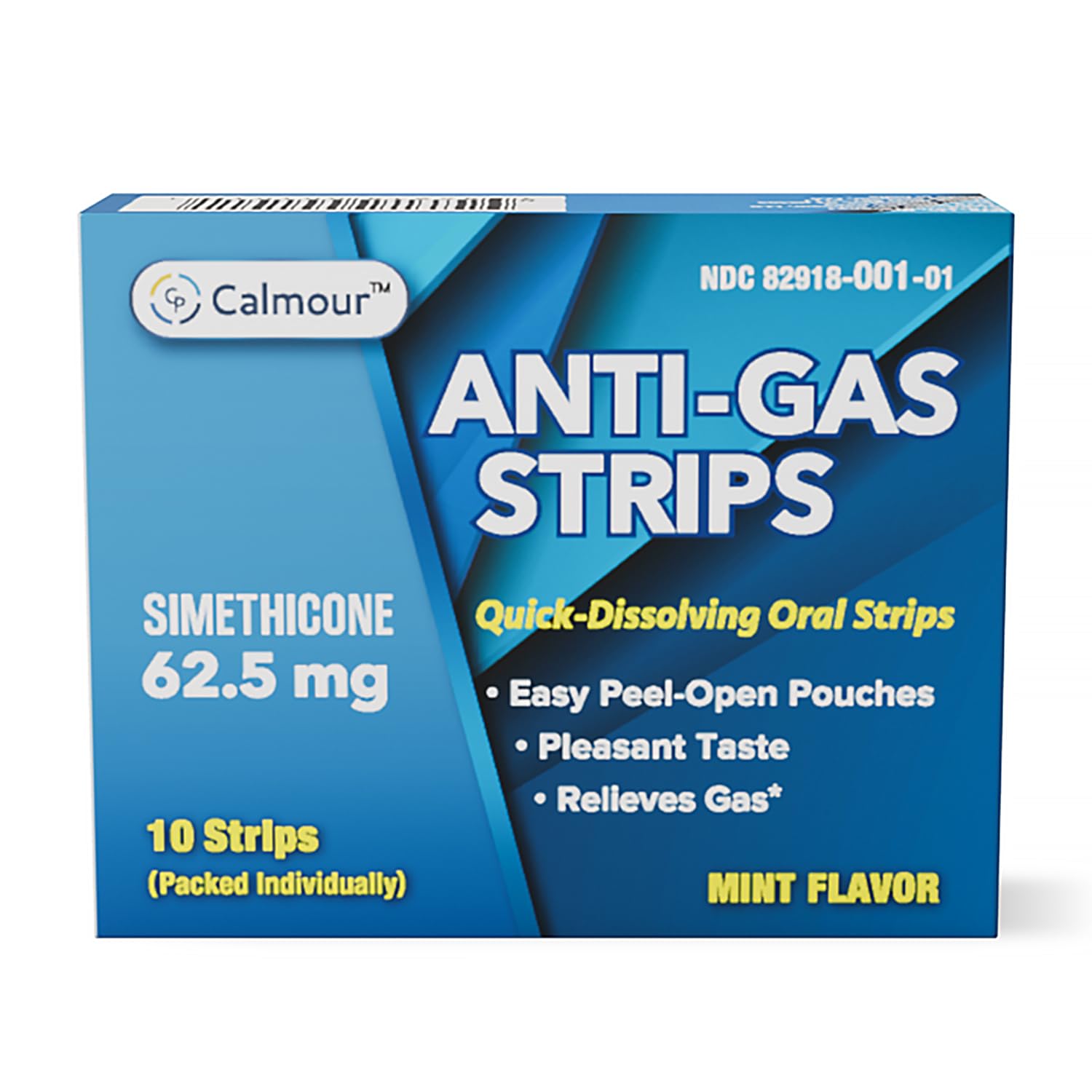CALMOUR tiras disolventes anti gases mentoladas en caja para uso diario