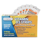 CALMOUR Vitamin D3 Strips en caja, apoyo para la salud ósea diaria.
