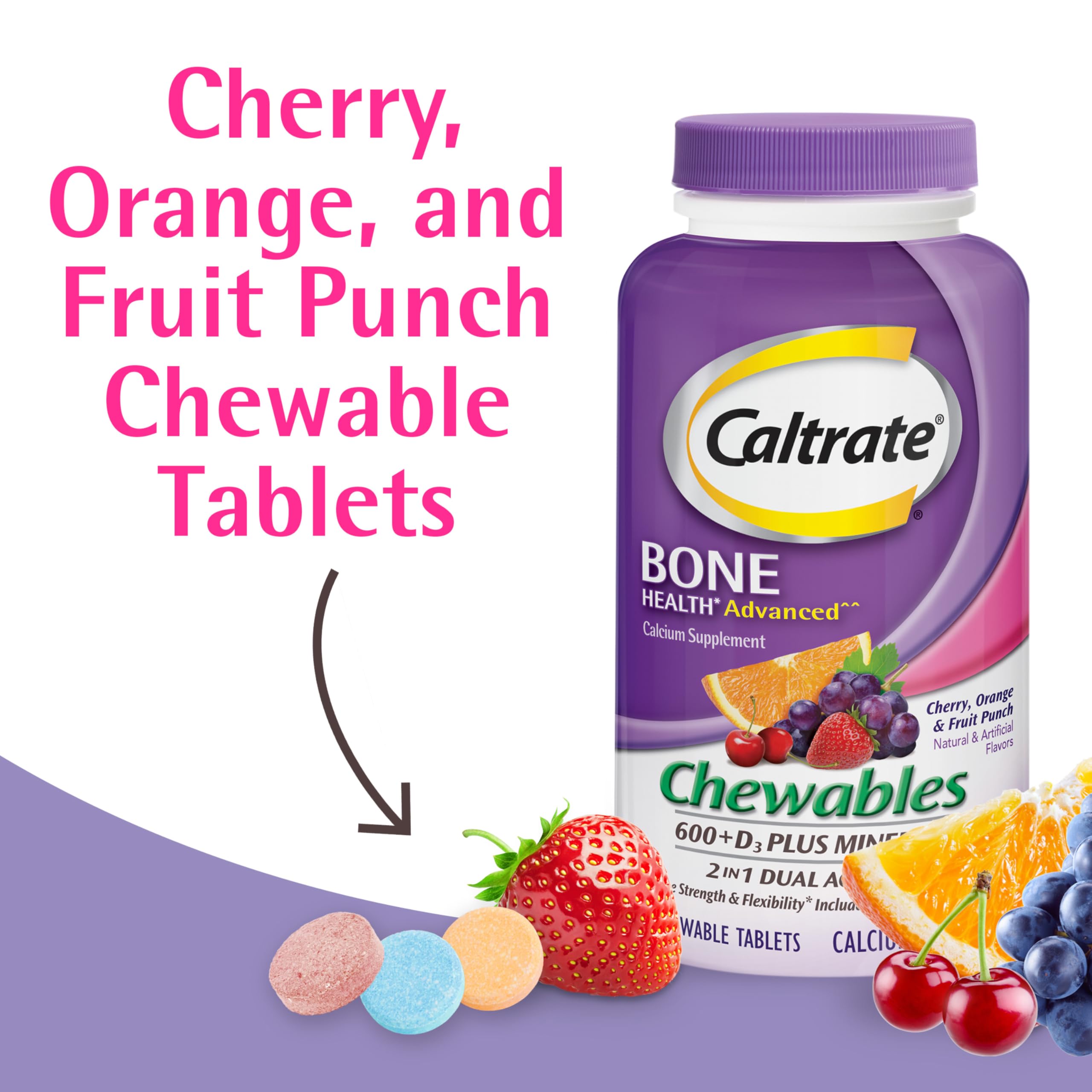 Caltrate masticables 600-d3 naranja: apoyo diario a la flexibilidad.