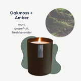 Calyan Vela de soja en tarro negro mate fragancia continua para espacios pequeños.